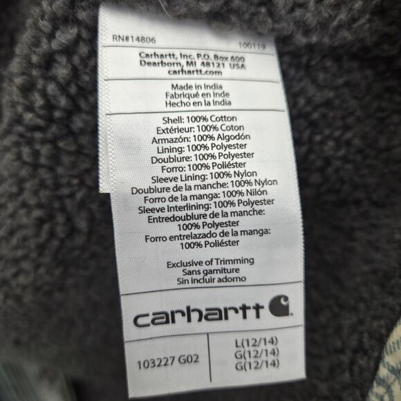 Carhartt Womens Hubbard Sherpa Lined Shirt Jacket Green Plaid Size Large - Picture 4 of 4